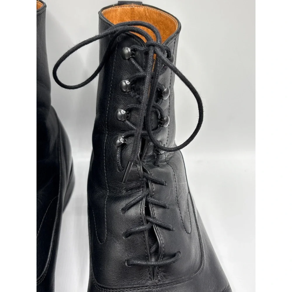 Beckett Simonon Men's Black Leather Cap Toe Lace-Up Dress Boots Size 11.5